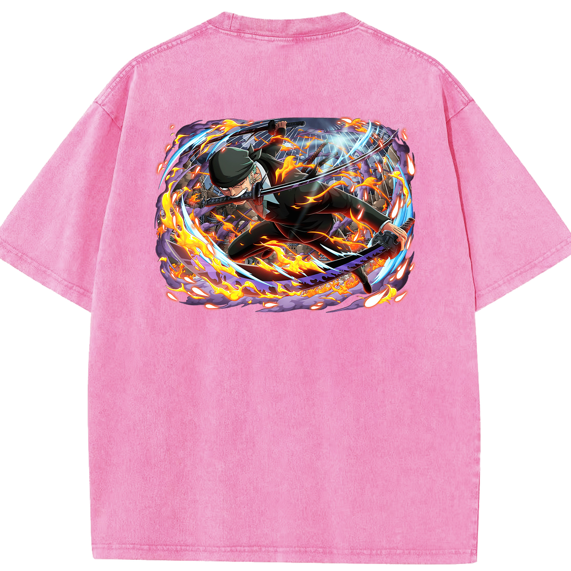 ワンピース ロロノア・ゾロ ONE PIECE Roronoa Zoro 綿100% ヴィンテージ風 半袖Tシャツ（背面プリント）